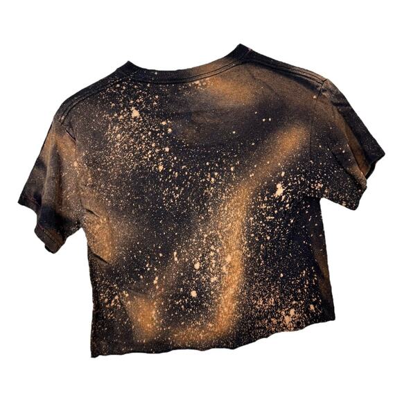 Reworked Johnny Cash Band Cropped Graphic Tee Small Oversized Bleached Boho Edgy - Picture 3 of 5